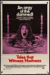 6t861 TALES THAT WITNESS MADNESS 1sh '73 wacky screaming head on food platter color horror image!