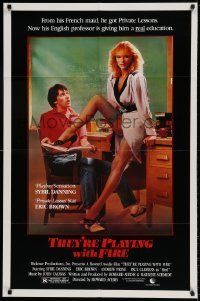 6t878 THEY'RE PLAYING WITH FIRE 1sh '84 sexy Playboy Sensation Sybil Danning is the teacher!