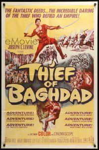 6t879 THIEF OF BAGHDAD 1sh '61 daring Steve Reeves does fantastic deeds & defies an empire!