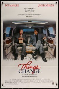 6t882 THINGS CHANGE 1sh '88 great image of Joe Mantegna & Don Ameche in limousine!