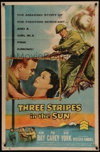 6t892 THREE STRIPES IN THE SUN 1sh '55 Aldo Ray hated all Japanese until Mitsuko Kimura!