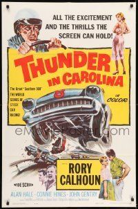 6t894 THUNDER IN CAROLINA 1sh '60 Rory Calhoun, artwork of the World Series of stock car racing!