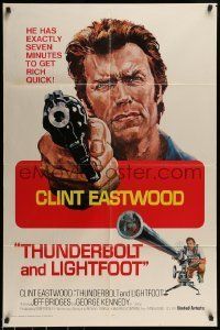 6t897 THUNDERBOLT & LIGHTFOOT int'l 1sh '74 different artwork of Clint Eastwood with HUGE gun!