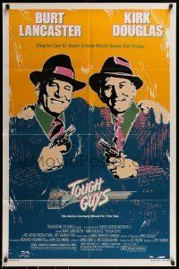6t913 TOUGH GUYS 1sh '86 great artwork of partners in crime Burt Lancaster & Kirk Douglas!