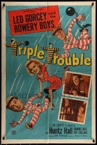 6t923 TRIPLE TROUBLE 1sh '50 Leo Gorcey and the Bowery Boys in prison!