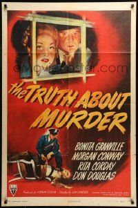 6t928 TRUTH ABOUT MURDER style A 1sh '46 District Attorney vs. his own wife in court, film noir!