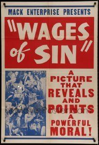 6t950 WAGES OF SIN 1sh R40s a picture that reveals & points a powerful moral, montage with nudity!