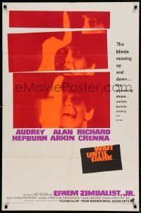 6t952 WAIT UNTIL DARK 1sh '67 close up of blind Audrey Hepburn, who is terrorized by Alan Arkin!