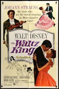 6t955 WALTZ KING 1sh '63 Disney biography of music composer Johann Strauss!