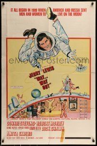 6t958 WAY WAY OUT 1sh '66 art of astronaut Jerry Lewis sent to live on the moon in 1989!