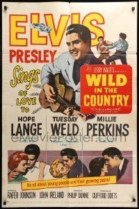 6t976 WILD IN THE COUNTRY 1sh '61 Elvis Presley sings of love to Tuesday Weld, rock & roll musical