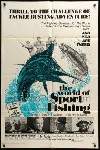 6t989 WORLD OF SPORT FISHING 1sh '72 images of celebrities fishing, Borgnine & Crosby!