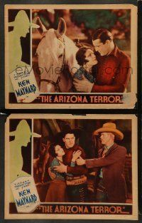 6w868 ARIZONA TERROR 2 LCs '31 western cowboy images of Ken Maynard, pretty Lina Basquette!