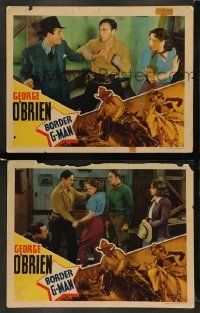 6w877 BORDER G-MAN 2 LCs '38 cowboy George O'Brien, pretty Laraine Johnson + cool western artwork!