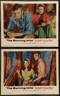 6w878 BURNING HILLS 2 LCs '56 Natalie Wood & Tab Hunter are screendom's new teenage sensations!