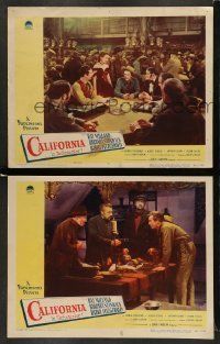 6w880 CALIFORNIA 2 LCs '46 Ray Milland, Barbara Stanwyck & George Coulouris, faro gambling!