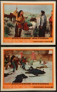6w890 CHEYENNE AUTUMN 2 LCs '64 John Ford, Gilbert Roland as Native American Dull Knife!