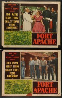 6w912 FORT APACHE 2 LCs '48 John Ford, one with a great image of Shirley Temple, cool border art!
