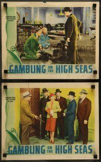 6w914 GAMBLING ON THE HIGH SEAS 2 LCs '40 great images of Jane Wyman & Wayne Morris, roulette table