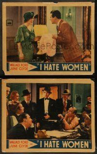 6w927 I HATE WOMEN 2 LCs '34 great crime images of Wallace Ford, gorgeous June Clyde, rare!