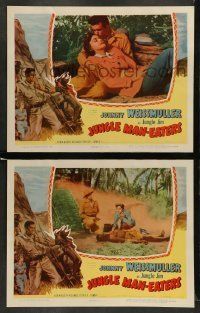 6w937 JUNGLE MAN-EATERS 2 LCs '54 Johnny Weissmuller as Jungle Jim, Karin Booth!