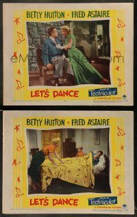 6w946 LET'S DANCE 2 LCs '50 Betty Hutton tries to wake up Fred Astaire and grabbing dude!