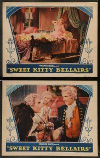6w979 SWEET KITTY BELLAIRS 2 LCs '30 pretty Claudia Dell in bed in one, men duelling in the other!