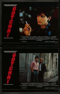 6w179 GOTCHA 8 English LCs '85 Anthony Edwards with sexy barely-dressed Linda Fiorentino in Paris!
