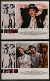 6w349 PRETTY IN PINK 8 English LCs '86 great images of Molly Ringwald, Andrew McCarthy & Jon Cryer!