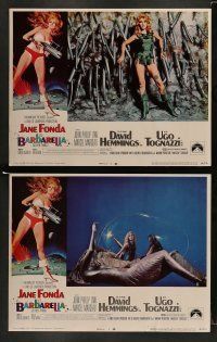 6w050 BARBARELLA 8 LCs '68 sexy sci-fi images of Jane Fonda, Roger Vadim directed!