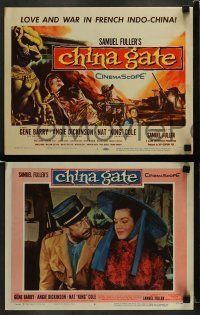 6w090 CHINA GATE 8 LCs '57 Samuel Fuller, Angie Dickinson, Gene Barry & Nat King Cole!