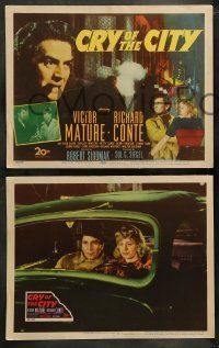 6w112 CRY OF THE CITY 8 LCs '48 Siodmak film noir, Victor Mature, Richard Conte & Shelley Winters!