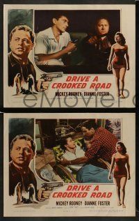 6w135 DRIVE A CROOKED ROAD 8 LCs '54 sexy Dianne Foster adjusts Mickey Rooney's tie for him!