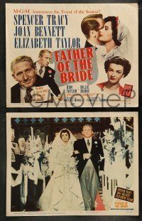 6w146 FATHER OF THE BRIDE 8 LCs '50 Elizabeth Taylor, Spencer Tracy, Joan Bennett, Russ Tamblyn!