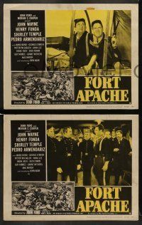 6w794 FORT APACHE 3 LCs R53 John Wayne, Henry Fonda, Victor McLaglen & soldiers!