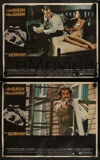 6w621 GETAWAY 5 LCs '72 great images of Steve McQueen, Ali McGraw, directed by Sam Peckinpah!