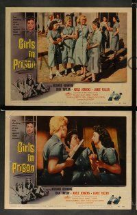 6w517 GIRLS IN PRISON 7 LCs '56 Richard Denning, Joan Taylor, Adele Jergens, women without men!