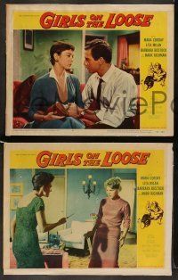 6w694 GIRLS ON THE LOOSE 4 LCs '58 bad girls Mara Corday, Lita Milan, gangs who stop at nothing!