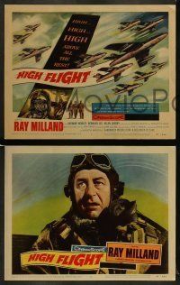 6w197 HIGH FLIGHT 8 LCs '57 Ray Milland, military fighter pilots fly top secret jets!