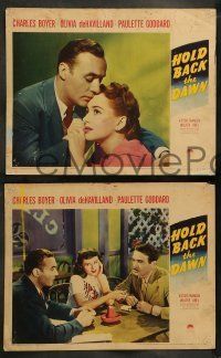 6w696 HOLD BACK THE DAWN 4 LCs '41 Charles Boyer loves Paulette Goddard & Olivia de Havilland!