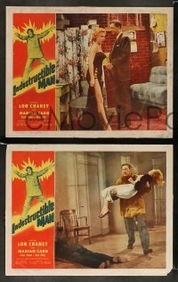 6w626 INDESTRUCTIBLE MAN 5 LCs '56 Lon Chaney Jr. as inhuman, invincible, inescapable monster!