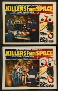 6w563 KILLERS FROM SPACE 6 LCs '54 bulb-eyed men invade Earth from flying saucers, cool border art!