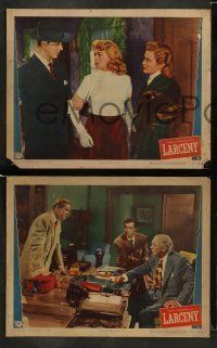 6w818 LARCENY 3 LCs '48 great film noir images of John Payne, Dan Duryea, Patricia Alphin!
