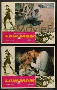 6w248 LAWMAN 8 int'l LCs '71 far shot of sheriff Burt Lancaster on horse, directed by Michael Winner