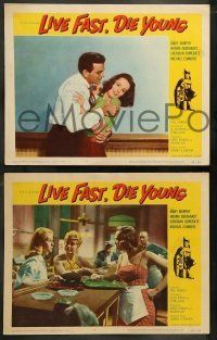 6w525 LIVE FAST DIE YOUNG 7 LCs '58 border art of bad girl Mary Murphy on street corner!