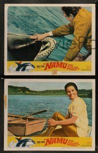 6w299 NAMU THE KILLER WHALE 8 LCs '66 Lee Meriwether, Robert Lansing, great killer whale images!