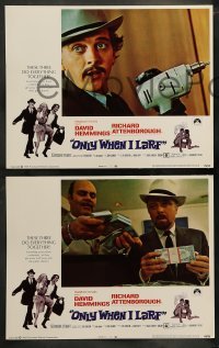 6w326 ONLY WHEN I LARF 8 LCs '69 Richard Attenborough, David Hemmings, directed by Basil Dearden!
