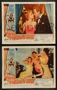 6w336 PARIS FOLLIES OF 1956 8 LCs '56 Martha Hyer, Forrest Tucker, border art of sexy showgirls!