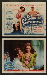 6w398 SONG OF SCHEHERAZADE 8 LCs '46 great c/u of Jean-Pierre Aumont holding sexy Yvonne DeCarlo!