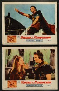 6w424 SWORD OF THE CONQUEROR 8 LCs '62 great images of barbarian Jack Palance, Eleonora Rossi Drago!